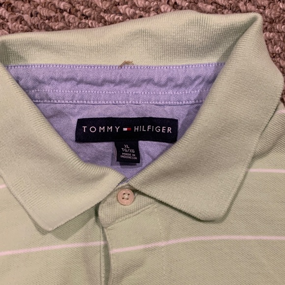 Men’s Tommy Hilfiger Men's Mint Green Striped Polo- size XL - Picture 2 of 3